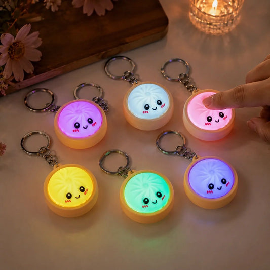 🔥LAST DAY 70% OFF 🥟 Cute Dumpling Pressable Fidget Keychain | Touch‑Sensing LED Light