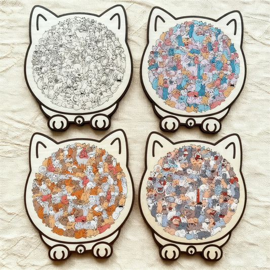 🎁 Christmas Sale 50% off 🎅 135-piece wooden puzzle in the shape of a cat in Morandi colors