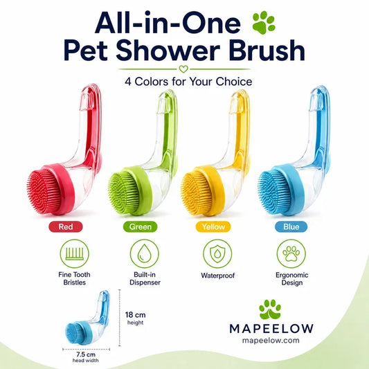 🌟LAST DAY £7.99 🎁BUY 1 GET 1 FREE🐾Pet Bath Brush | Built‑In Shampoo Dispenser for Dogs & Cats