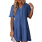 🔥2026 Summer Hot Sale 49% OFF🌈Women's V Neck Ruffle Casual A-Line Flowy Swing Shift Dress