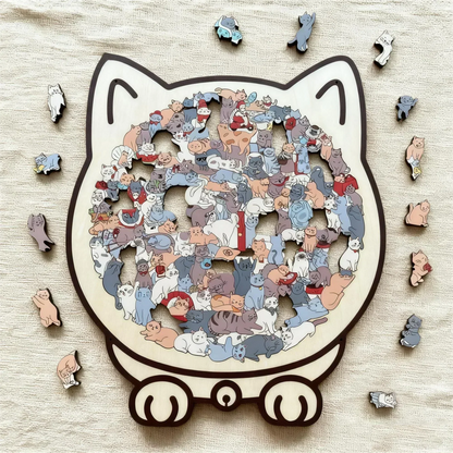 🎁 Christmas Sale 50% off 🎅 135-piece wooden puzzle in the shape of a cat in Morandi colors