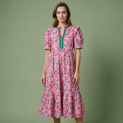 🥳2026 HOT SALE🥳💞50K+ SOLD!💞Women's Floral Print Puff Sleeve Maxi Dress