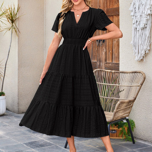 🌷Summer Sale 50% discount🌷Women's Casual Short Sleeve V Neck Maxi Dress