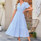 🌷Summer Sale 50% discount🌷Women's Casual Short Sleeve V Neck Maxi Dress