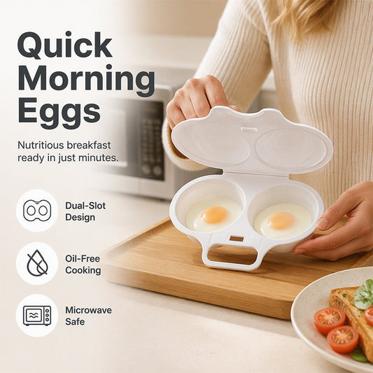 💥50% OFF✨ Dual‑Cavity Microwave Egg Poacher | Quick Homemade Poached Eggs