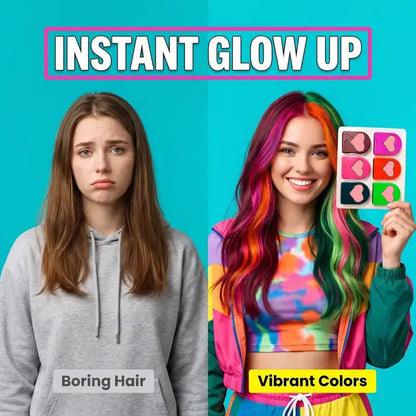 🔥🔥Last Day 50% OFF - 🌈Temporary Hair Chalk – 12 Wash-Out Colours 🌈 | No Bleach, No Stain | UK-Family Approved ✅