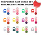 🔥🔥Last Day 50% OFF - 🌈Temporary Hair Chalk – 12 Wash-Out Colours 🌈 | No Bleach, No Stain | UK-Family Approved ✅